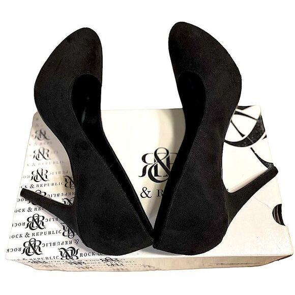 Rock & Republic Black suedette Stiletto pumps size 9.5 - Picture 2 of 10